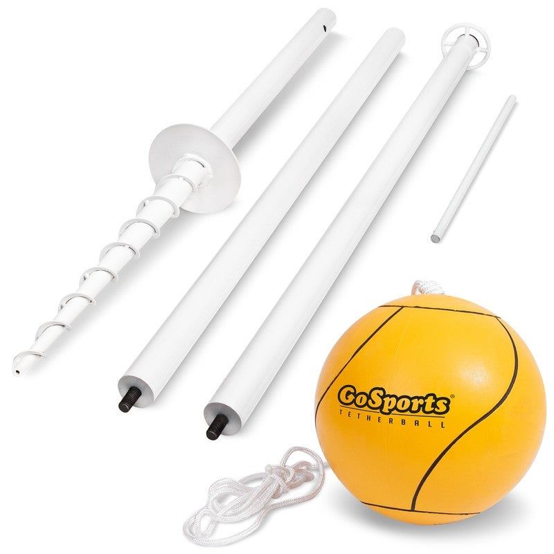 Photo 1 of GoSports Tetherball Game Set Complete Tetherball Setup with Ball Rope and Pole - Great for Backyard Fun White
