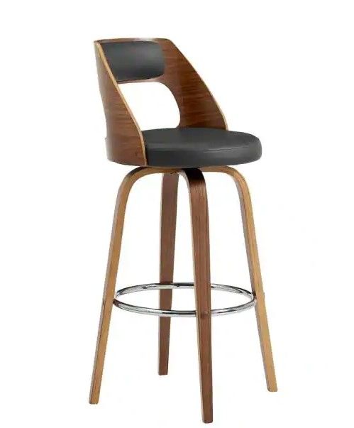 Photo 1 of 
Armen Living
Axel 26 in. Counter Height Low Back Swivel Stool in Grey Faux Leather and Walnut Wood