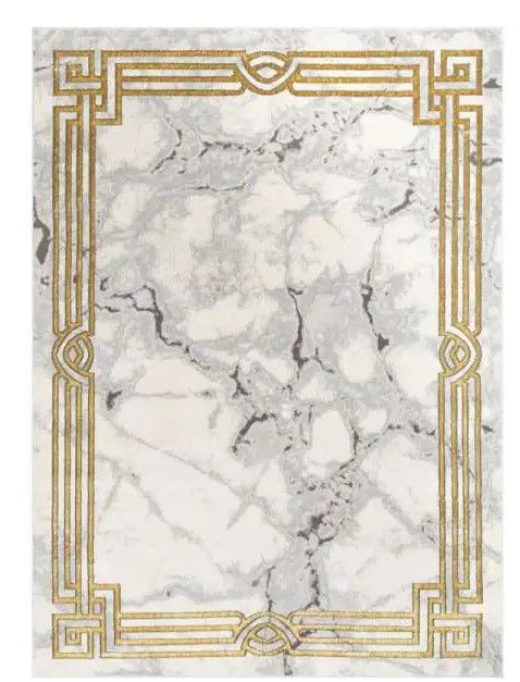 Photo 1 of 
Well Woven
Fairmont Huntington Retro Marble Border Ivory 7 ft. 10 in. x 9 ft. 10 in. Glam Area Rug