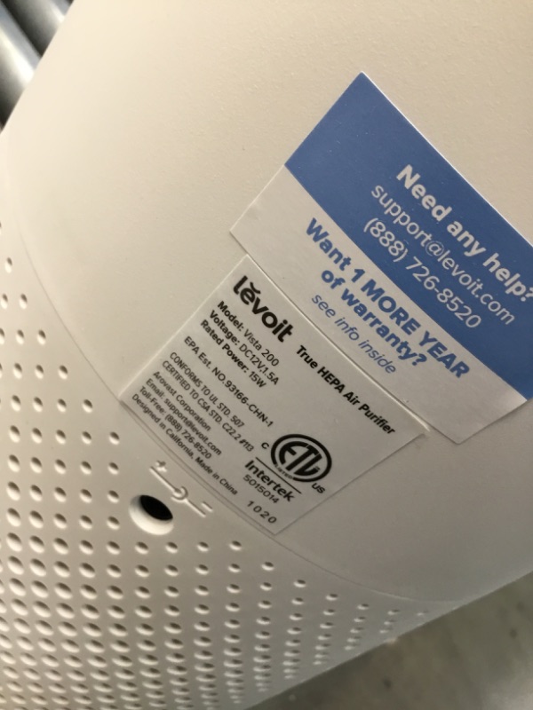Photo 3 of ***READ NOTES***
Levoit True HEPA Air Purifier Vista 200 for Bedroom Offices for Allergies and Asthma Mold Dust Smoke Odors with Night Light & Timer
