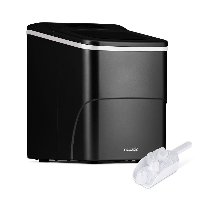 Photo 1 of Newair Countertop Nugget Ice Maker, Pieces per Operating Cycle 9, Pounds of Ice per Day 26 Lb, Color Family Black, Model NIM026MB00
