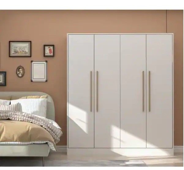 Photo 1 of ***INCOMPLETE BOX OF 1 OF 2***
White 4-Door Wardrobe Armoires with Hanging Rod and Storage Shelves (70.9 in. H x 63 in. W x 19.7 in. D)