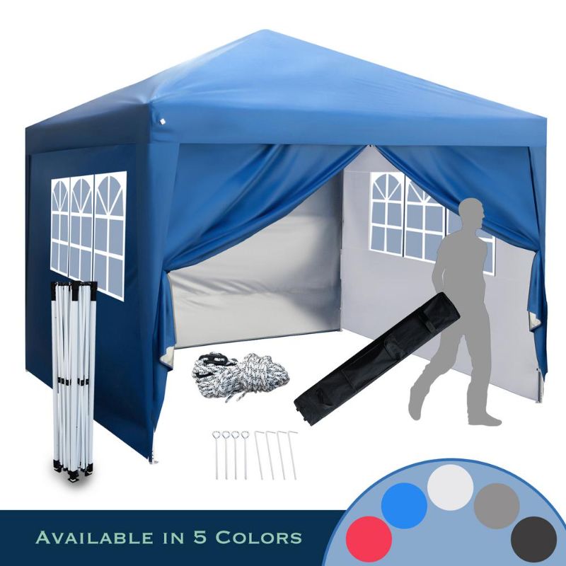 Photo 1 of **DAMAGED TO CANOPY ARM** LAUREL CANYON 10 Ft. X 10 Ft. Instant Canopy Pop-up Tent with Sidewalls, Adjustable Legs, Royal Blue
