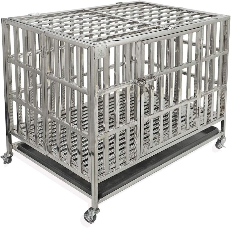 Photo 1 of **MISSING HARDWARE* MINOR WARE* Confote Heavy Duty Stainless Steel & Metal Dog Cage Kennel Crate and Playpen for Training Small/Medium/Large Dog Indoor Outdoor with Double Doors &...
