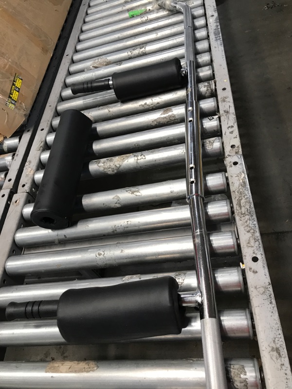 Photo 1 of **MISSING HARDWARE** VEVOR brand Olympic Safety Squat Bar Fitness Squat Olympic Bar Safety Squat Bar Attachment with Shoulder and Arm Pads for Weight Lifting, Black, 87.12 inches
