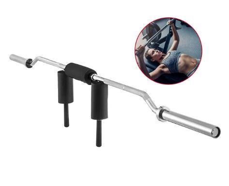 Photo 1 of **MISSING HARDWARE** VEVOR brand Olympic Safety Squat Bar Fitness Squat Olympic Bar Safety Squat Bar Attachment with Shoulder and Arm Pads for Weight Lifting, Black, 87.12 inches

