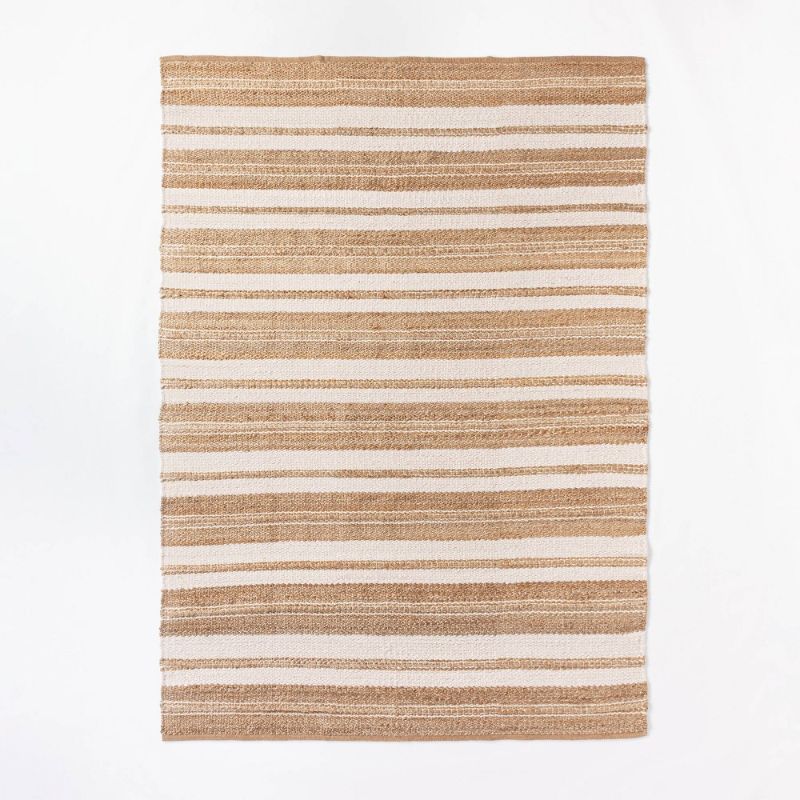 Photo 1 of 7'x10' Riverton Striped Jute/Wool Area Rug Tan - Threshold™ Designed with Studio McGee
