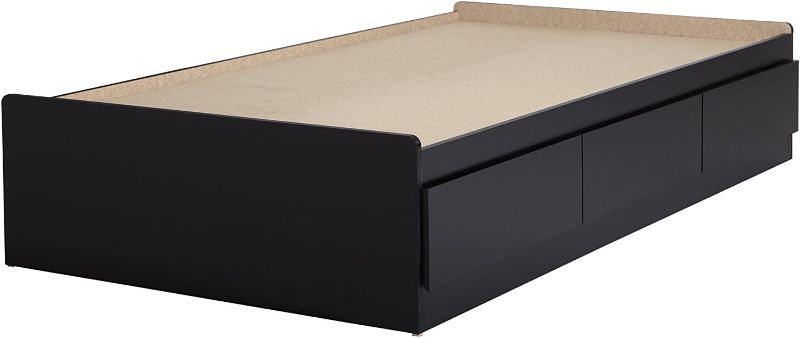 Photo 1 of *INCOMPLETE BOX 2 OF 3* South Shore Basic 39" Mates Bed with 3 Drawers, Twin, Pure Black
