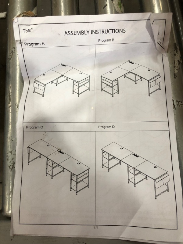 Photo 2 of TBfit L Shaped Desk with Storage Shelves,95.2 Inch Reversible Coner Desk Office Desk for Small Space,Large Computer Gaming Desk Workstation with Power Outlet,2 Person Long Writing Study Table(Gray)
- Missing/loose hardware 