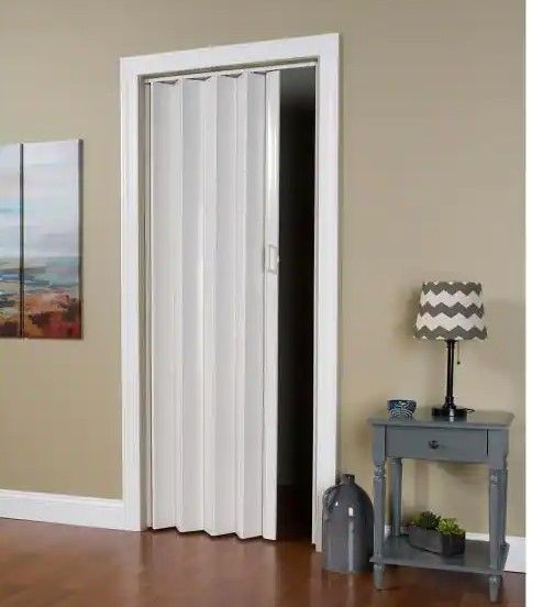 Photo 1 of 48 in. x 80 in. Express One Vinyl Frost White Accordion Door
