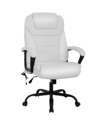 Photo 1 of BestOffice Large height 500 pounds wide seat ergonomic table and chair with lumbar support armrest headrest massage office chair adult rotating PU leather computer chair (white)
