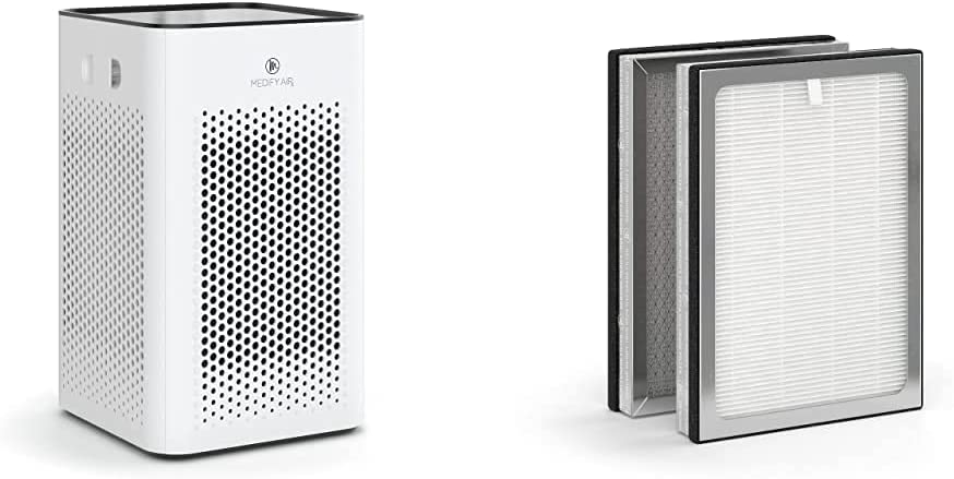 Photo 1 of Medify MA-25 Air Purifier with one additional H13 True HEPA replacement Filter | 500 sq ft Coverage | for Smoke, Smokers, Dust, Odors, Pet Dander | Quiet 99.9% Removal to 0.1 Microns | White, 1-Pack
