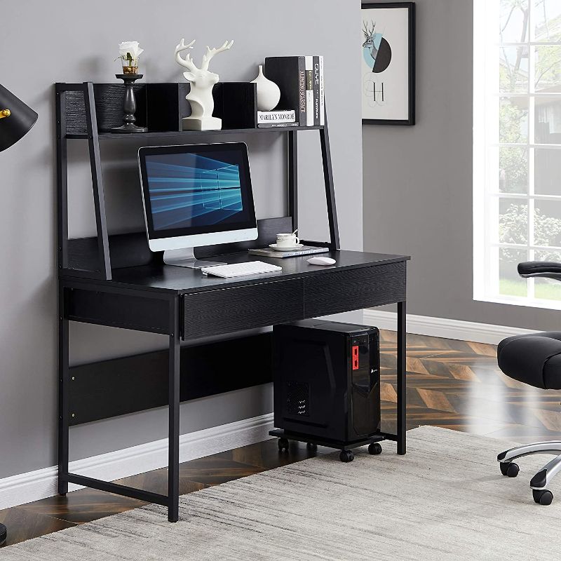 Photo 1 of Merax Home Office Computer Hutch/Bookshelf, Space Saving Design Desk, 47.24" L x 23.62" W x 55.9" H, Black
