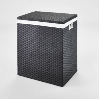 Photo 1 of 24" x 14" x 20" Lined Woven Hamper Black - Brightroom™

