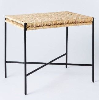 Photo 1 of Woven Ottoman with Black Metal Legs Natural - Threshold™ designed with Studio McGee
