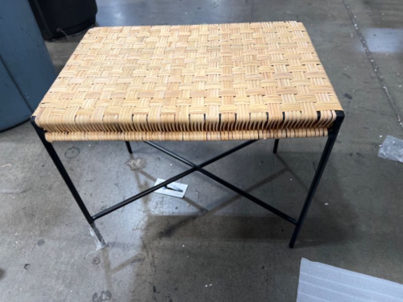 Photo 1 of Woven Ottoman with Black Metal Legs Natural - Threshold™ designed with Studio McGee
