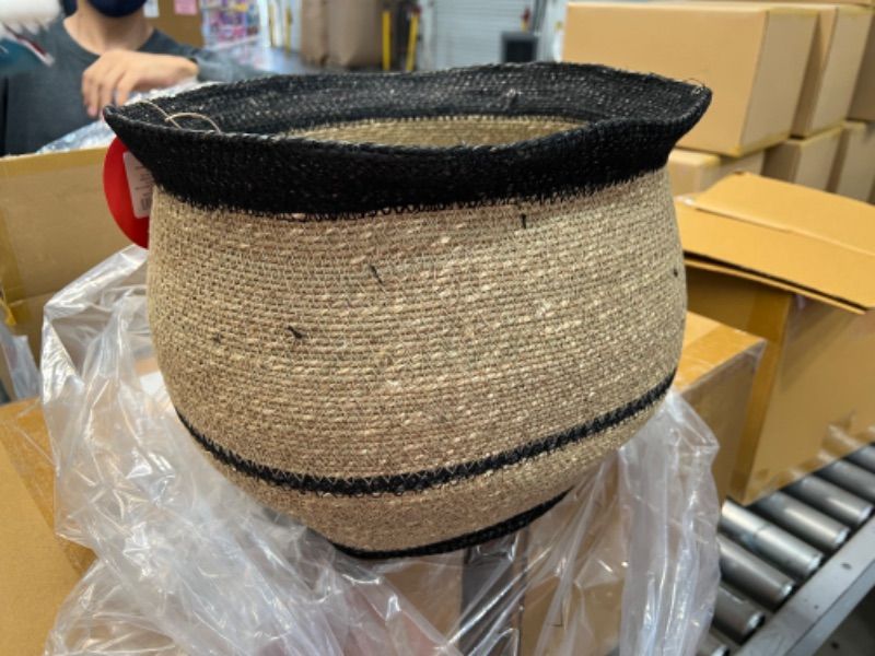 Photo 1 of 10" X 14" Round Seagrass Decorative Basket Black - Opalhouse™ Designed with Jungalow™
