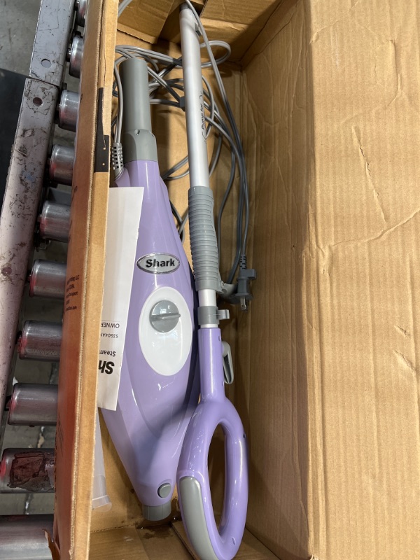 Photo 1 of Shark S3504AMZ Steam Pocket Mop Hard Floor Cleaner with 1 Rectangle and 1 Triangle Mop Head, Natural Powerful Steam, Easy Maneuvering, Triangle & Rectangle Washable Pads, Quick Drying, Purple
