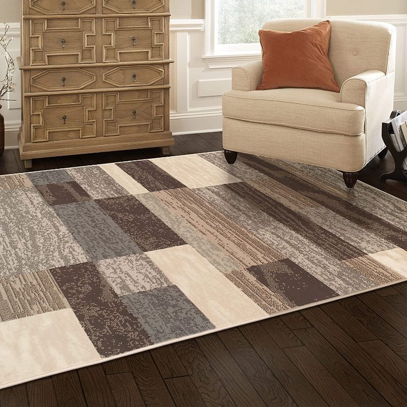 Photo 1 of Superior Contemporary Patchwork Pattern Area Rug, Perfect Hardwood, Tile, or Carpet Cover, Ideal for Bedroom, Kitchen, Living Room, Entryway, or Office, Luxury Home Decor, 8' x 10', Slate
