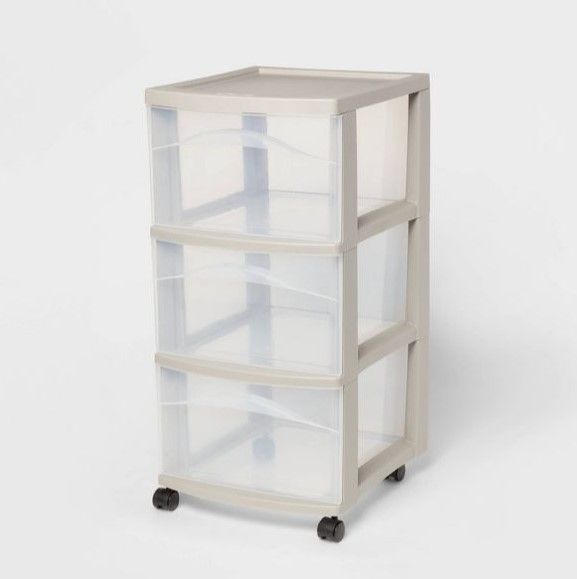 Photo 1 of Medium 3 Drawer Cart Gray - Brightroom™ (2-Pack)

