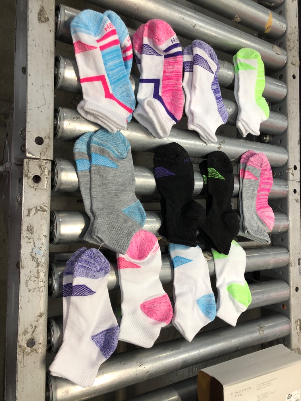 Photo 2 of Hanes Girls' 12pk Super No Show Socks - Colors May Vary

