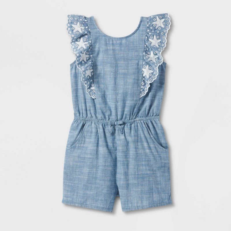 Photo 1 of Girs' Chambray Futter Seeve Americana Romper - Cat & Jack™
Size: L
