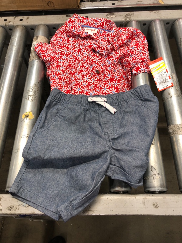 Photo 2 of Toddler Boys' 2pc Americana Floral Woven Short Sleeve Button-Down Shirt and Shorts Set - Cat & Jack™
Size: 5T
