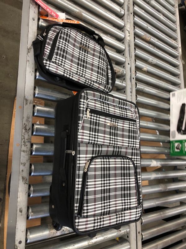 Photo 2 of Rockland Fashion Softside Upright Luggage Set, Black Plaid, 2-Piece (14/19)
