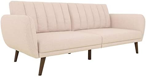 Photo 1 of  Sofa Futon - Premium Upholstery and Wooden Legs - light Pink