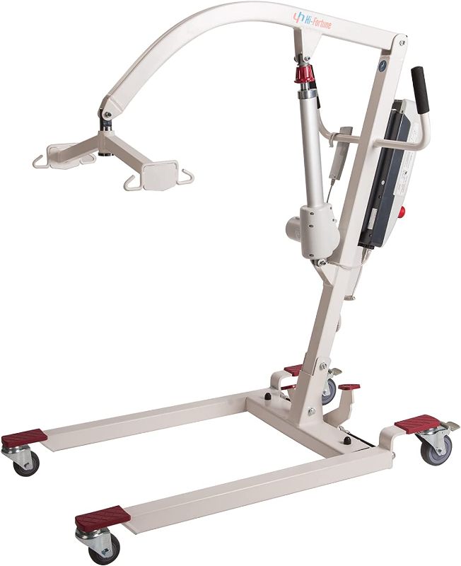 Photo 1 of **PARTS ONLY**MISSING IMPORTANT PART**

Hi-Fortune Patient Lift Electric Unfoldable Hydraulic Body Transfer for Home Use Seniors Easy-Assembly and Heavy-Duty, Battery-Powered with Low Base, 400lb Weight Capacity with Medium U-Sling, White
