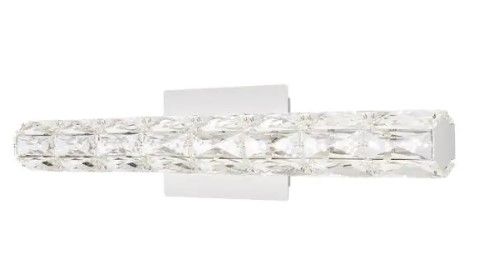 Photo 1 of 24 in. 1-Light Chrome Integrated LED Bathroom Vanity Light Bar with Crystal Shade