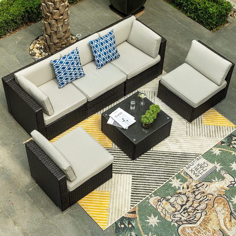 Photo 1 of *INCOMPLETE* YITAHOME Patio Furniture Set, Outdoor Sectional Sofa PE Wicker Conversation Set Outside Couch with Table for Porch Lawn Garden Backyard, Black  *BOX 2* 