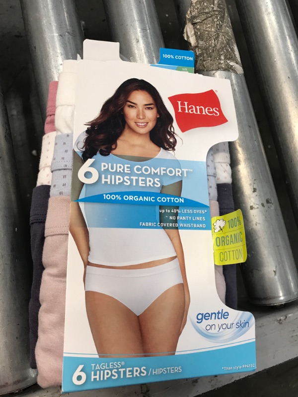 Photo 2 of Hanes Women's 6pk Pure Comfort Organic Cotton Hipster Underwear - size 5 