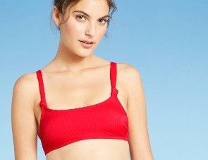 Photo 1 of Juniors' Ribbed Knotted Strap Bralette Bikini Top - Xhilaration™- size medium 