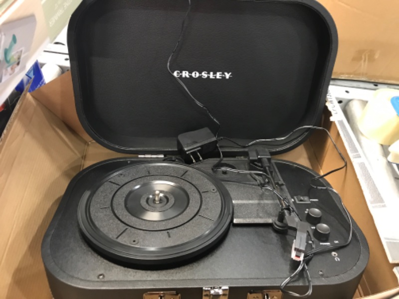 Photo 3 of Crosley Discovery Portable Bluetooth Record Player Turntable - CR8009A-BK - Black

