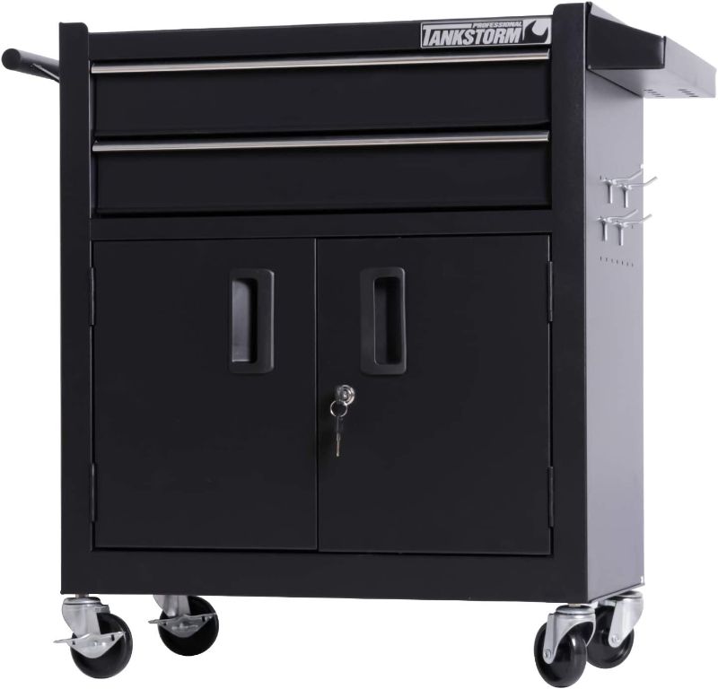 Photo 1 of *locked* TANKSTORM Tool Chest Heavy Duty Cart Steel Rolling Tool Box with Lockable Doors (TZ12 Black)
