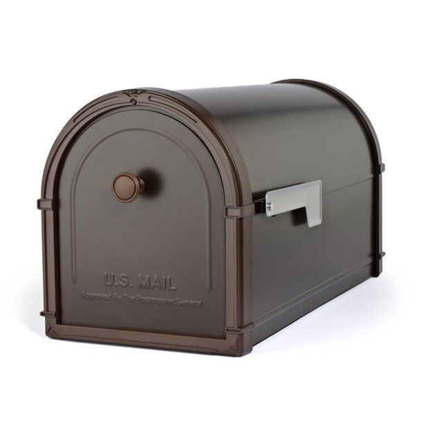 Photo 1 of 5007593 Bellevue Modern Galvanized Steel Post Mounted Rubbed Bronze Mailbox, 10.7 X 9.2 X 21.3 in.
