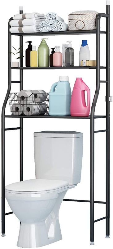 Photo 1 of 3 Shelf Bathroom Space Saver,Over The Toilet Rack,Bathroom Corner Stand Storage Organizer Accessories,The Washing Machine,Bathroom Tower Shelf,Black