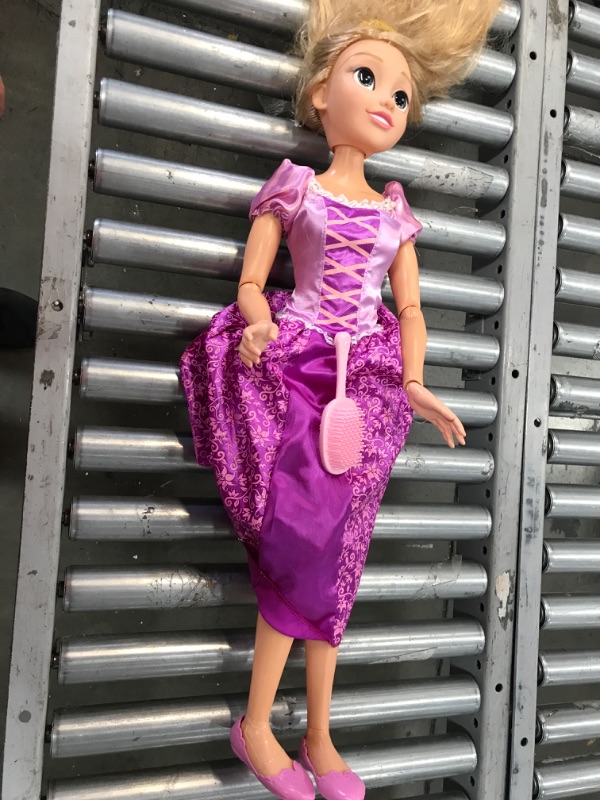 Photo 2 of Disney Princess Rapunzel 32" Playdate, My Size Articulated Doll, Comes with Brush to Comb Her Long Golden Locks, Movie Inspired Purple Dress, Removable Shoes & A Tiara