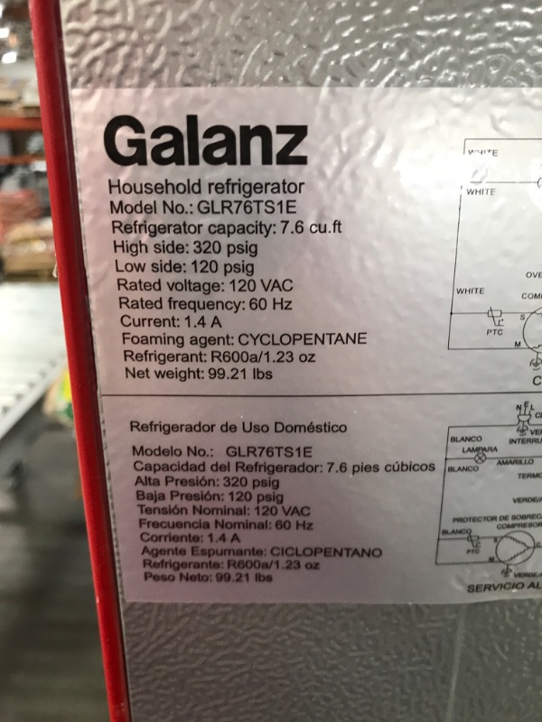 Photo 5 of Galanz GLR76TBEER Retro Top Mount Refrigerator, Dual Door Fridge, Adjustable Mechanical Thermostat with True Freezer, 7.6 Cu Ft