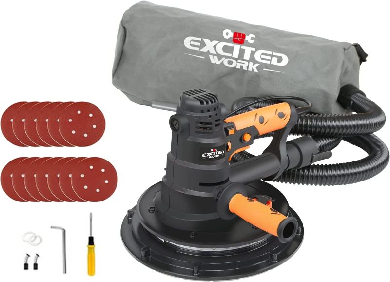 Photo 1 of Excited Work Drywall Sander,800W Electric Drywall Sander with Automatic Vacuum System and LED Light Variable with a Removable handle Carry Dust Collection Bag and 13 pcs Sanding Discs EWHT989D
