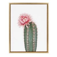 Photo 1 of 28"x38" Slyvie Pink Cactus Flower Framed Canvas By Amy Peterson - Kate and Laurel

