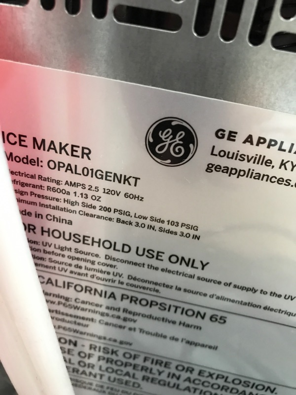 Photo 8 of DAMAGED!! GE Profile Opal | Countertop Nugget Ice Maker with Side Tank | Portable Ice Machine with Bluetooth Connectivity | Smart Home Kitchen Essentials | Stainless Steel Finish | Up to 24 lbs. of Ice Per Day
**DENTS**