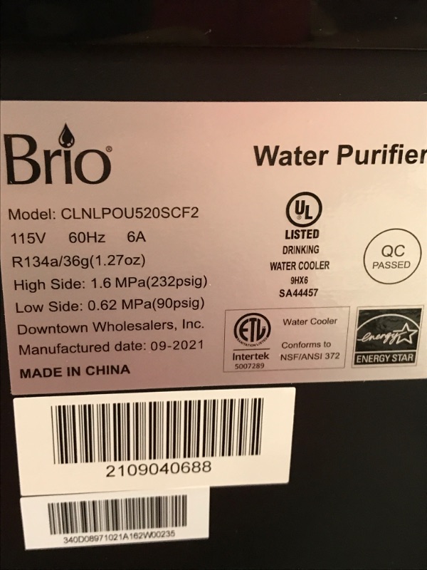 Photo 9 of DAMAGED, Brio 520 Series No Line Bottom-Loading Water Cooler with Built-in 2 Stage Water Filter
**CRACKED OPEN ON THE SIDE, BOTTOM PART DOES NOT SHUT**