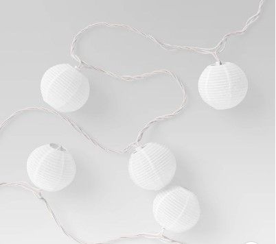 Photo 1 of 10ct Incandescent Mini Lights with Nylon Outdoor Lanterns White - Threshold™

