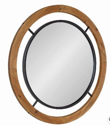 Photo 1 of 32" x 32" Whalen Round Wall Mirror Brown - Kate & Laurel All Things Decor

