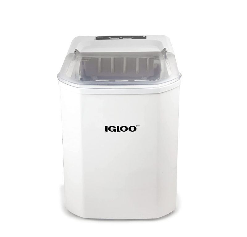Photo 1 of **PARTS ONLY**

Igloo Automatic Self-Cleaning 26-Pound Ice Maker, Countertop Size, Large or Small Cubes, LED Control Panel, Scoop Included, White
