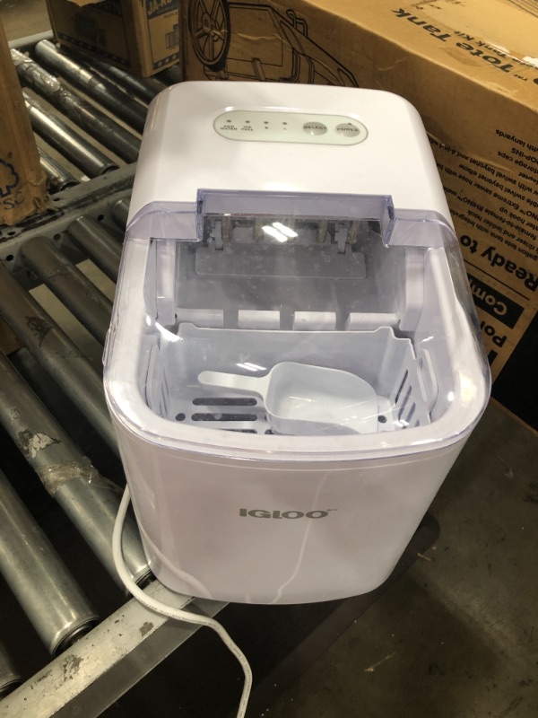 Photo 2 of **PARTS ONLY**

Igloo Automatic Self-Cleaning 26-Pound Ice Maker, Countertop Size, Large or Small Cubes, LED Control Panel, Scoop Included, White
