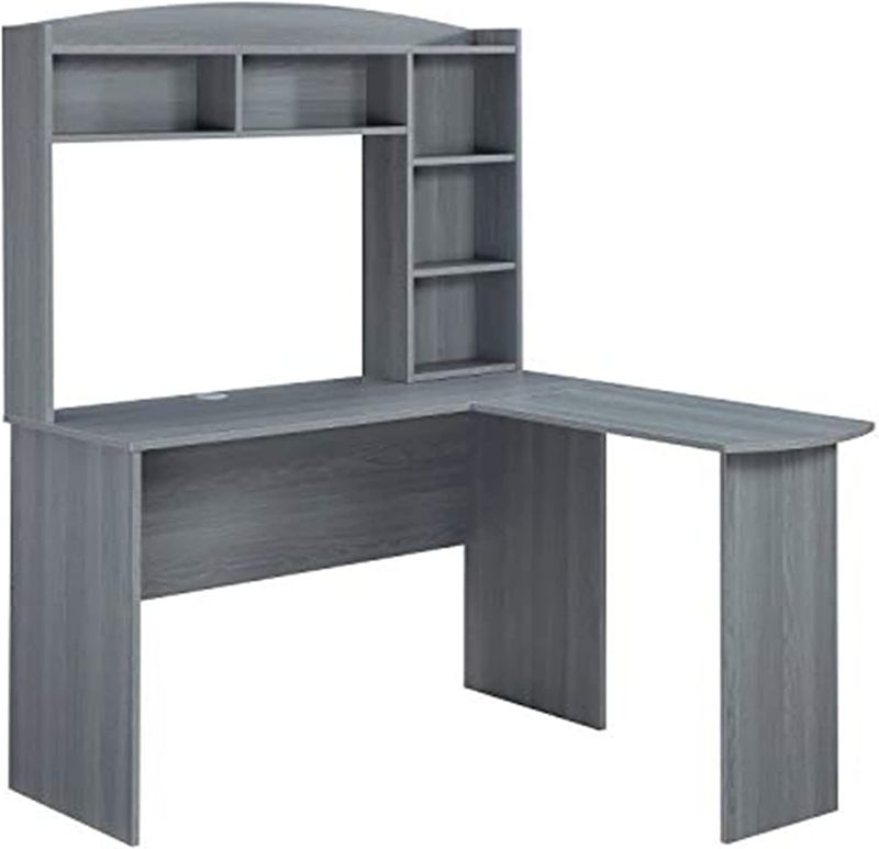 Photo 1 of *INCOMPLETE BOX 1 OF 2* Techni Mobili Modern Hutch L-Shaped Computer Desk, Grey
