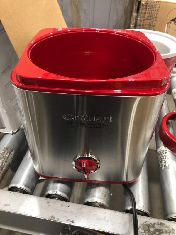 Photo 1 of Cuisinart ICE-21RP1 1.5-Quart Frozen Yogurt, Ice Cream and Sorbet Maker, Double Insulated Freezer Bowl elminates the need for Ice and Makes Frozen Treats in 20 Minutes or Less, Red
